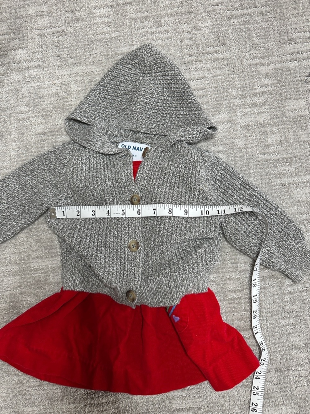 Old Navy Gray Hooded Cardigan Knit | 12-18 Months - Picture 2 of 6